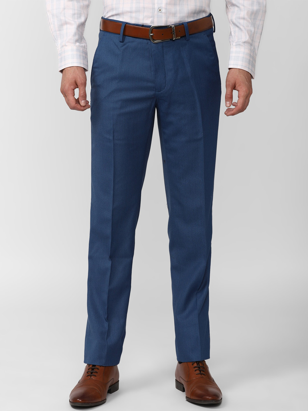 

Van Heusen Men Textured Slim Fit Trousers, Blue