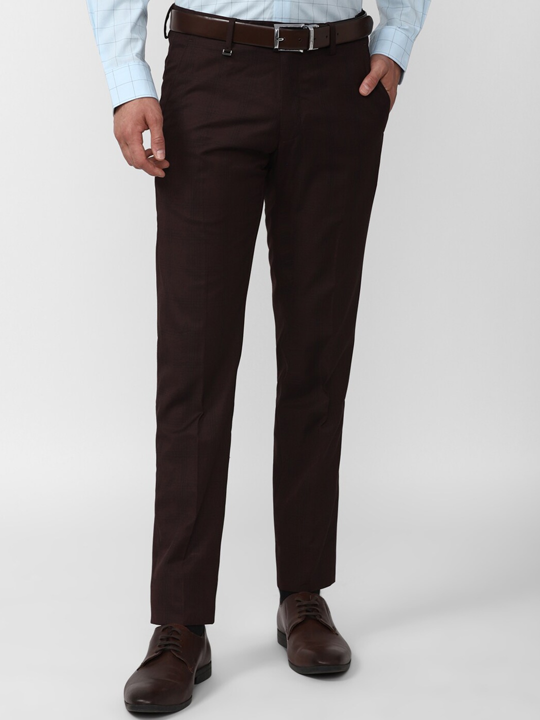 

Van Heusen Men Slim Fit Mid-Rise Formal Trousers, Brown