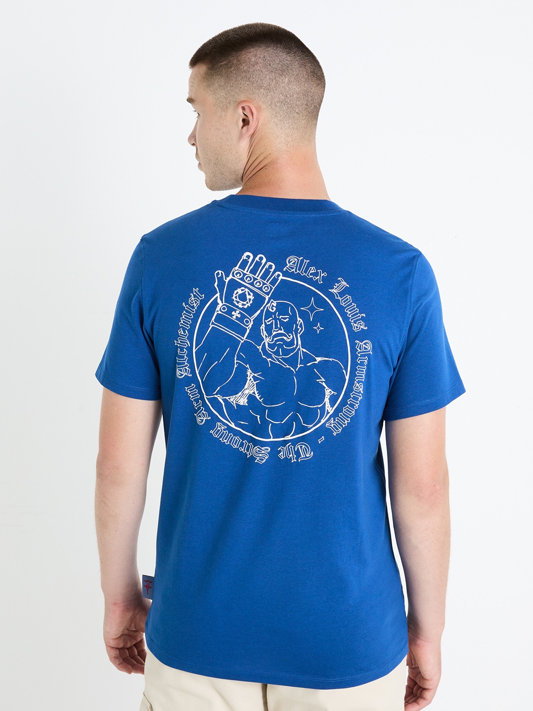 

Celio Full Metal Alchemist Printed Round Neck Cotton Regular Fit T-shirt, Blue