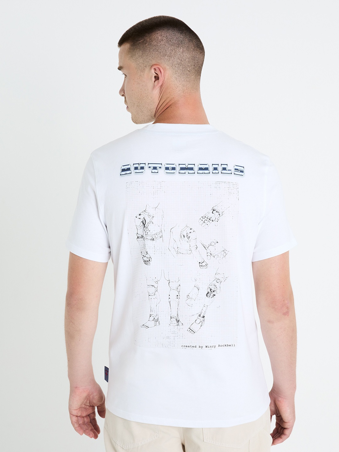 

Celio Full Metal Alchemist Printed Round Neck Cotton Regular Fit T-shirt, White