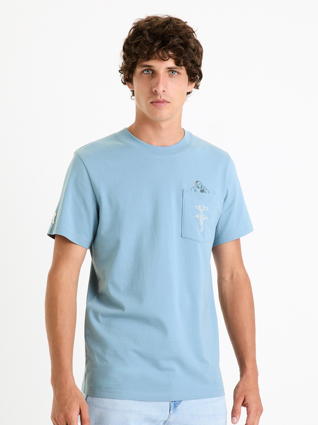 

Celio Full Metal Alchemist Printed Short Sleeves Cotton T-shirt, Blue