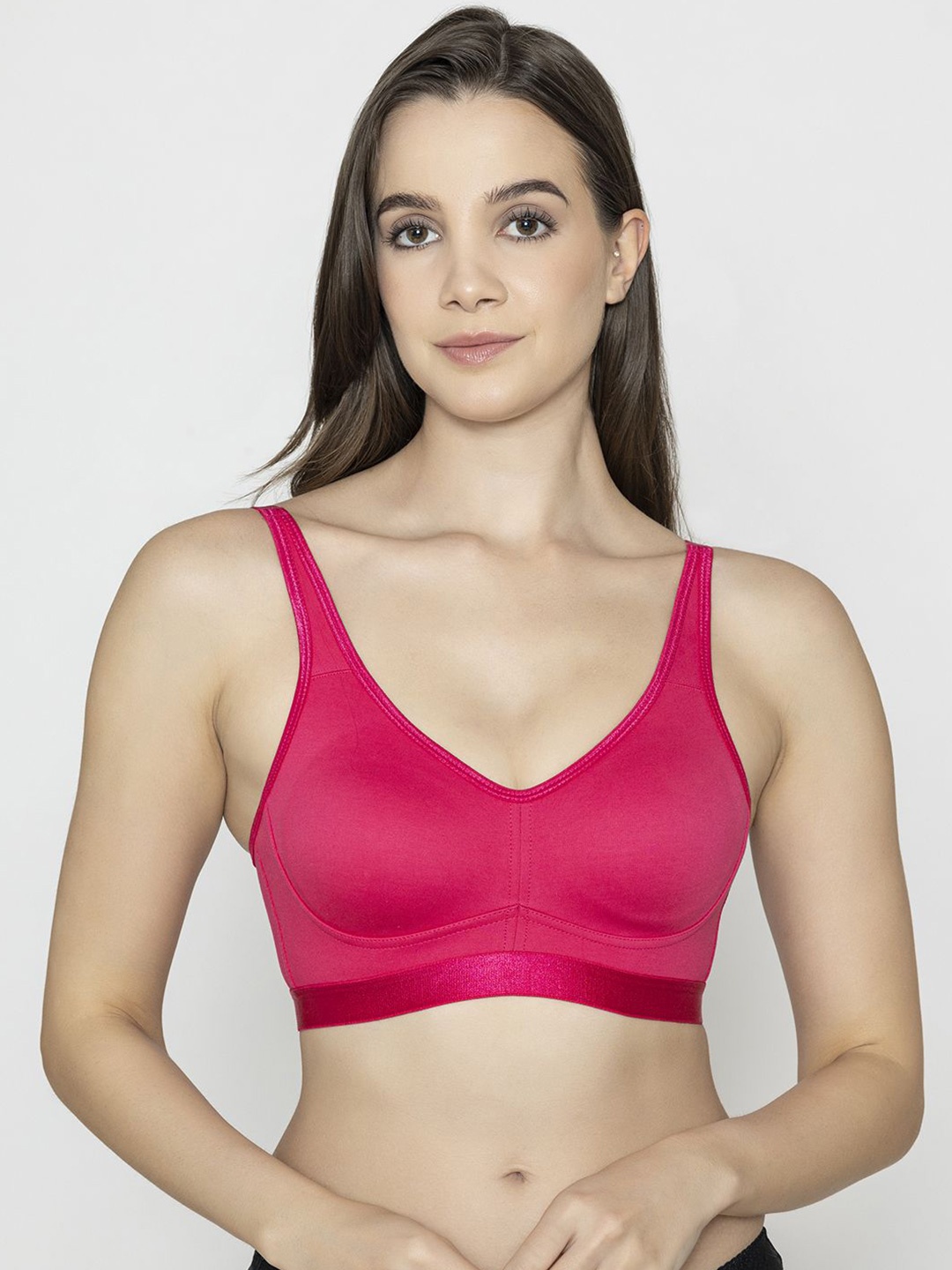 

B'ZAR Solid High Support Full Coverage Bra, Magenta
