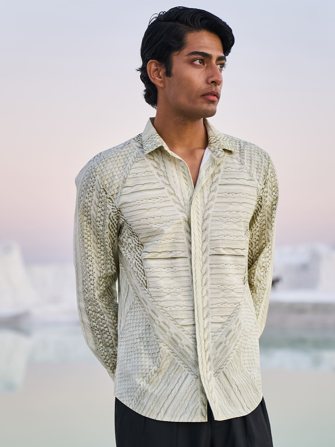 

Dash and Dot Relaxed Organic Cotton Casual Shirt, Off white