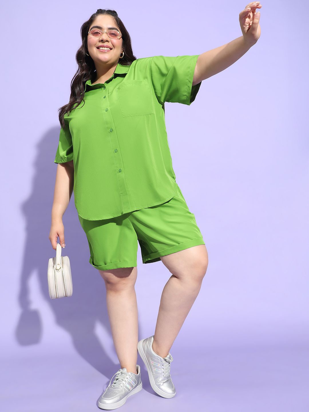 

Oxolloxo Plus Size Smart Opaque Casual Shirt, Green