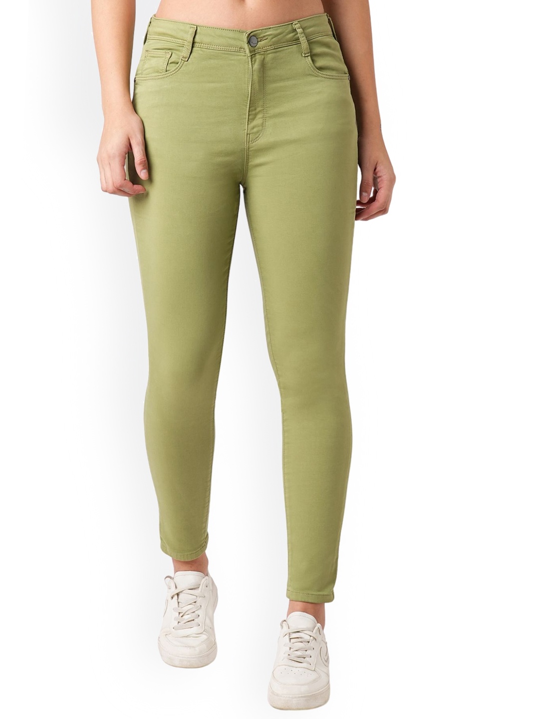 

Kraus Jeans Women Slim Fit High-Rise Clean Look Stretchable Jeans, Olive