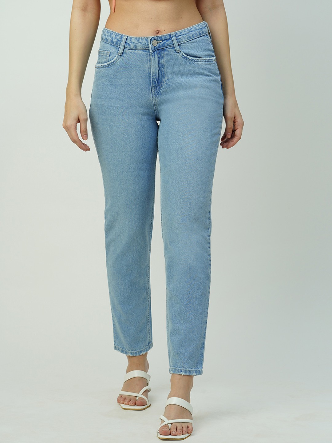 

Kraus Jeans Women Mom Fit Mid-Rise Cotton Jeans, Blue