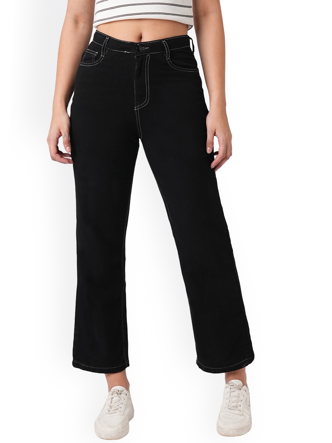 

Kraus Jeans Women Flared High-Rise Clean Look Jeans, Black