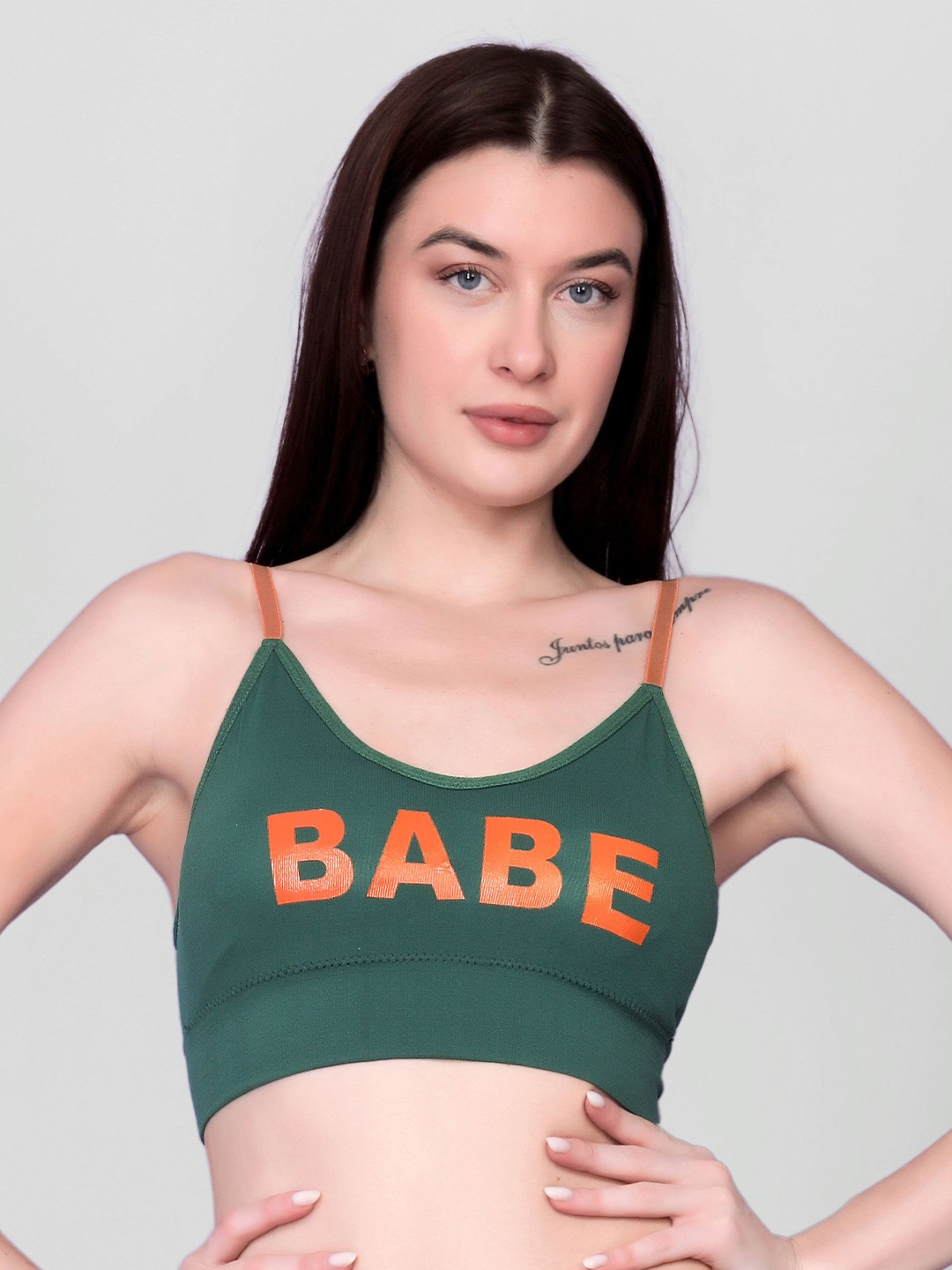 

Gopalvilla Women Typography Printed Full Coverage Removable Padding Bra, Green