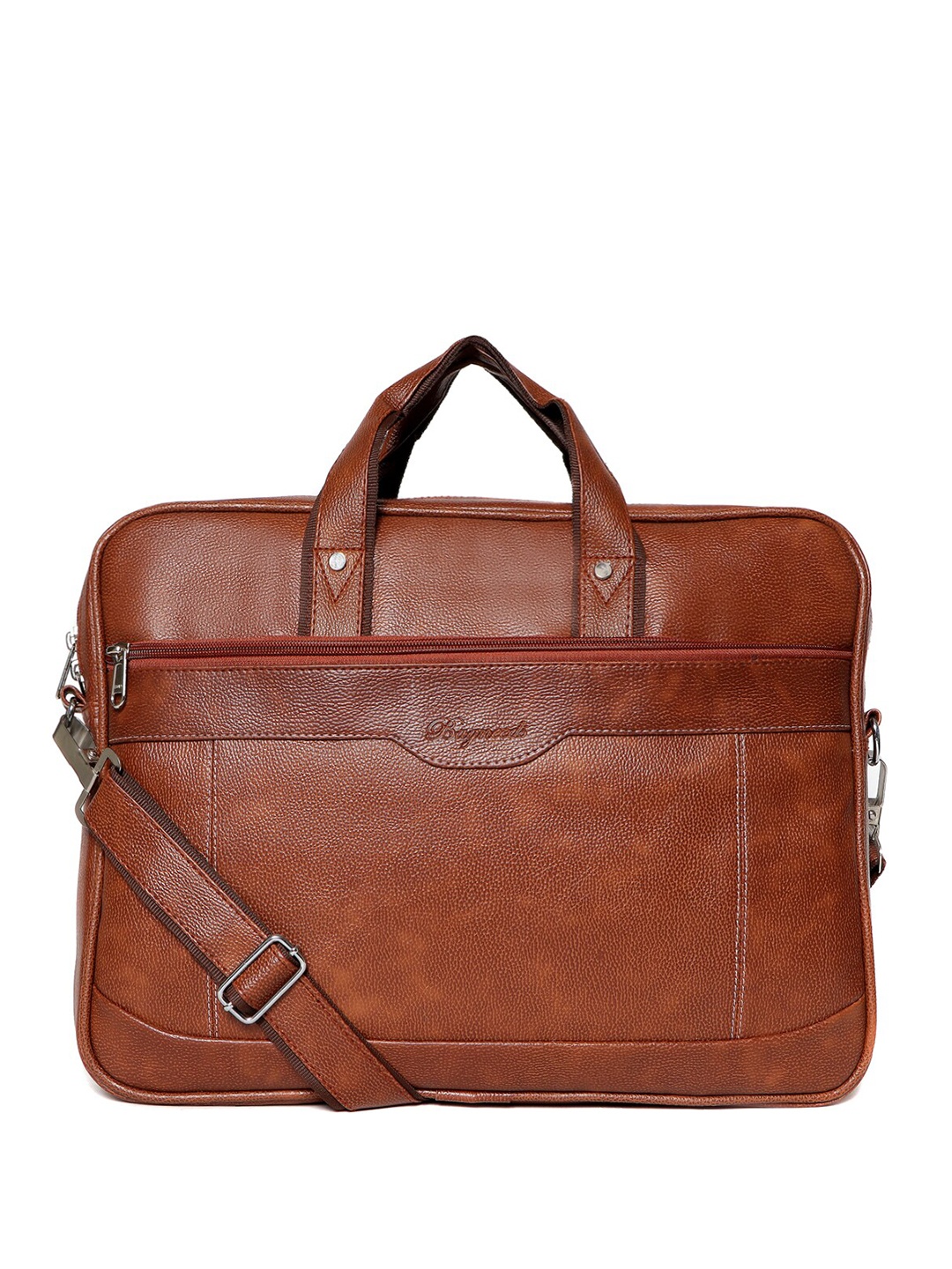 

bagneeds Unisex Textured Laptop Messenger Bag Up To 15.6 Inch, Tan