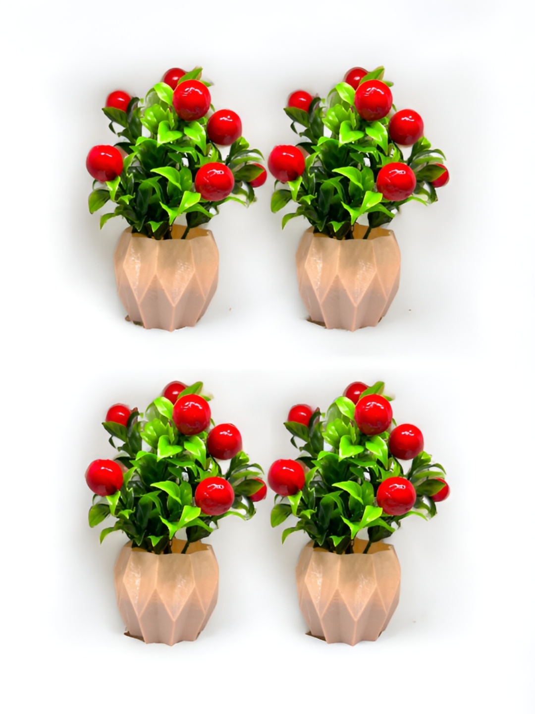 

KAAF Cream & Red 4 Pieces Artificial Plant With Pot