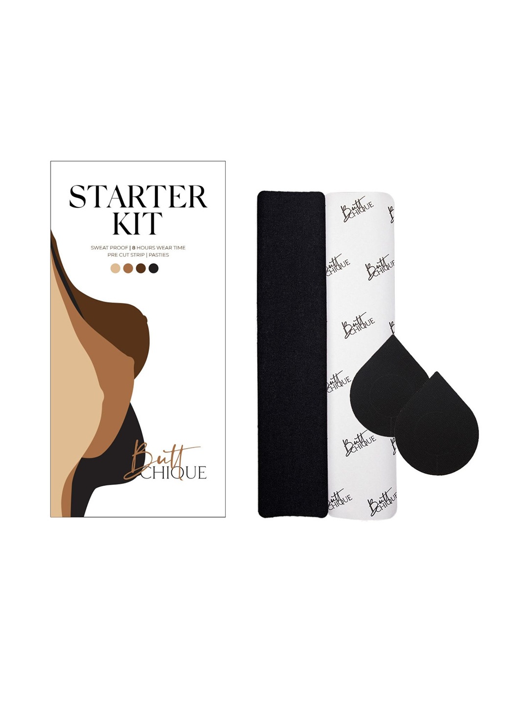 

Butt-Chique Set of 2 Sweat Proof Stick-On Lingerie accessories, Black