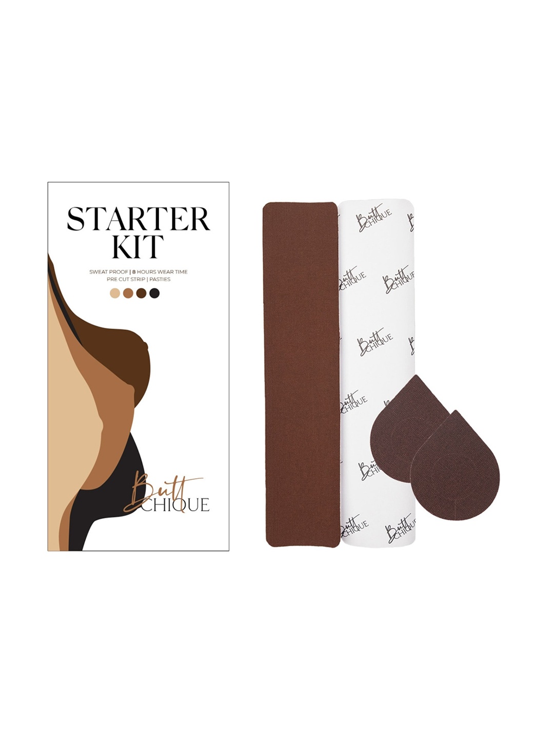 

Butt-Chique Set of 2 Sweat Proof Stick-On Lingerie accessories, Coffee brown