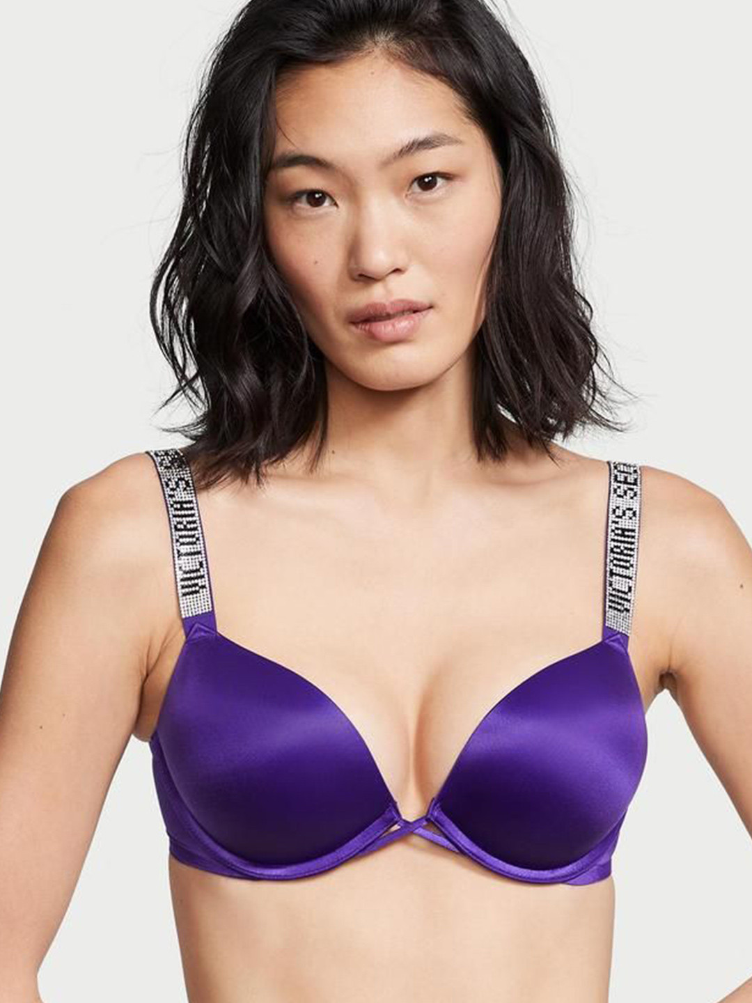 

Victoria's Secret Women Solid Half Coverage Underwired Heavily Padded Bra, Purple