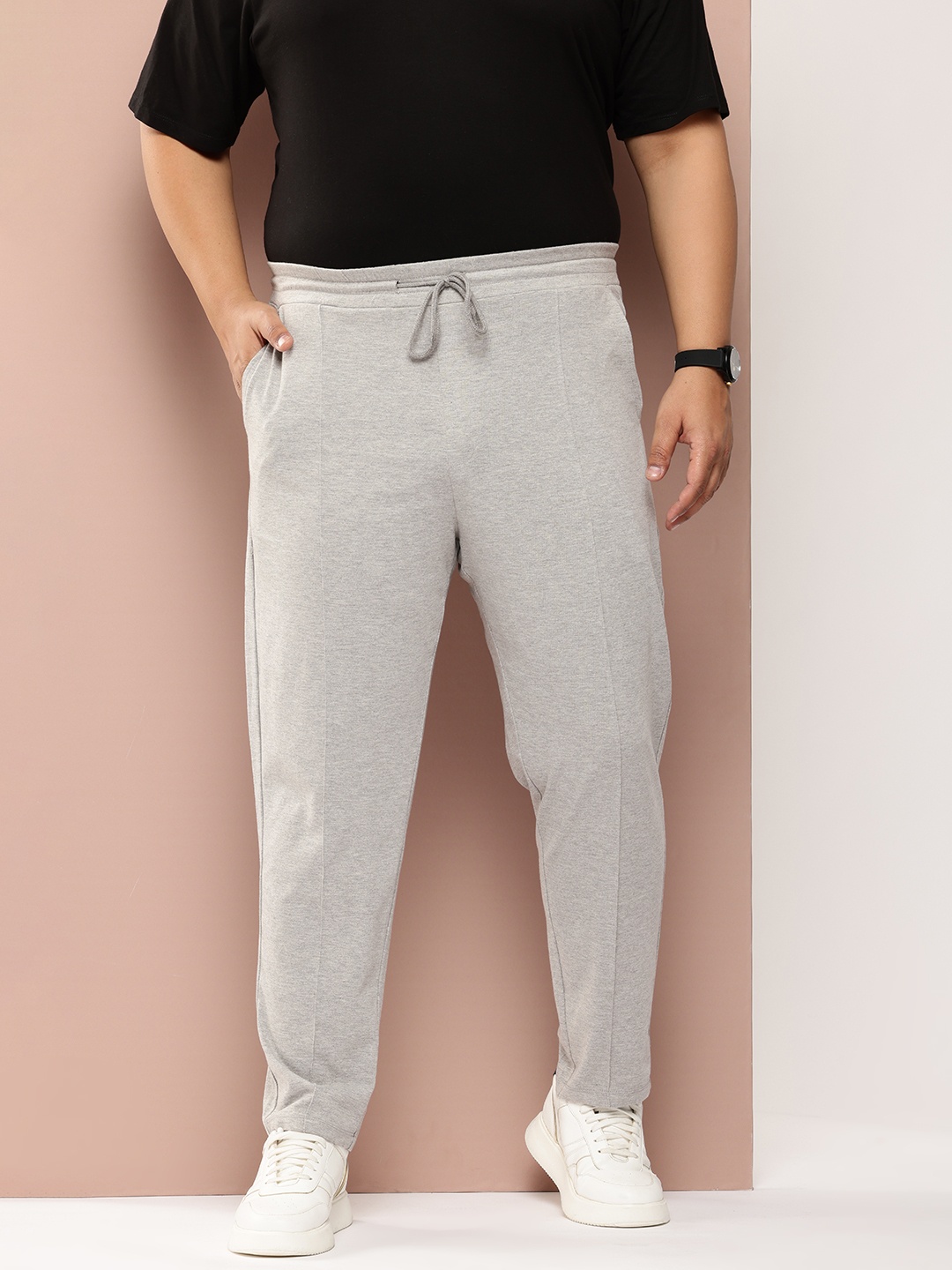 

Sztori Men Plus Size Relaxed Fit Track Pants, Grey melange