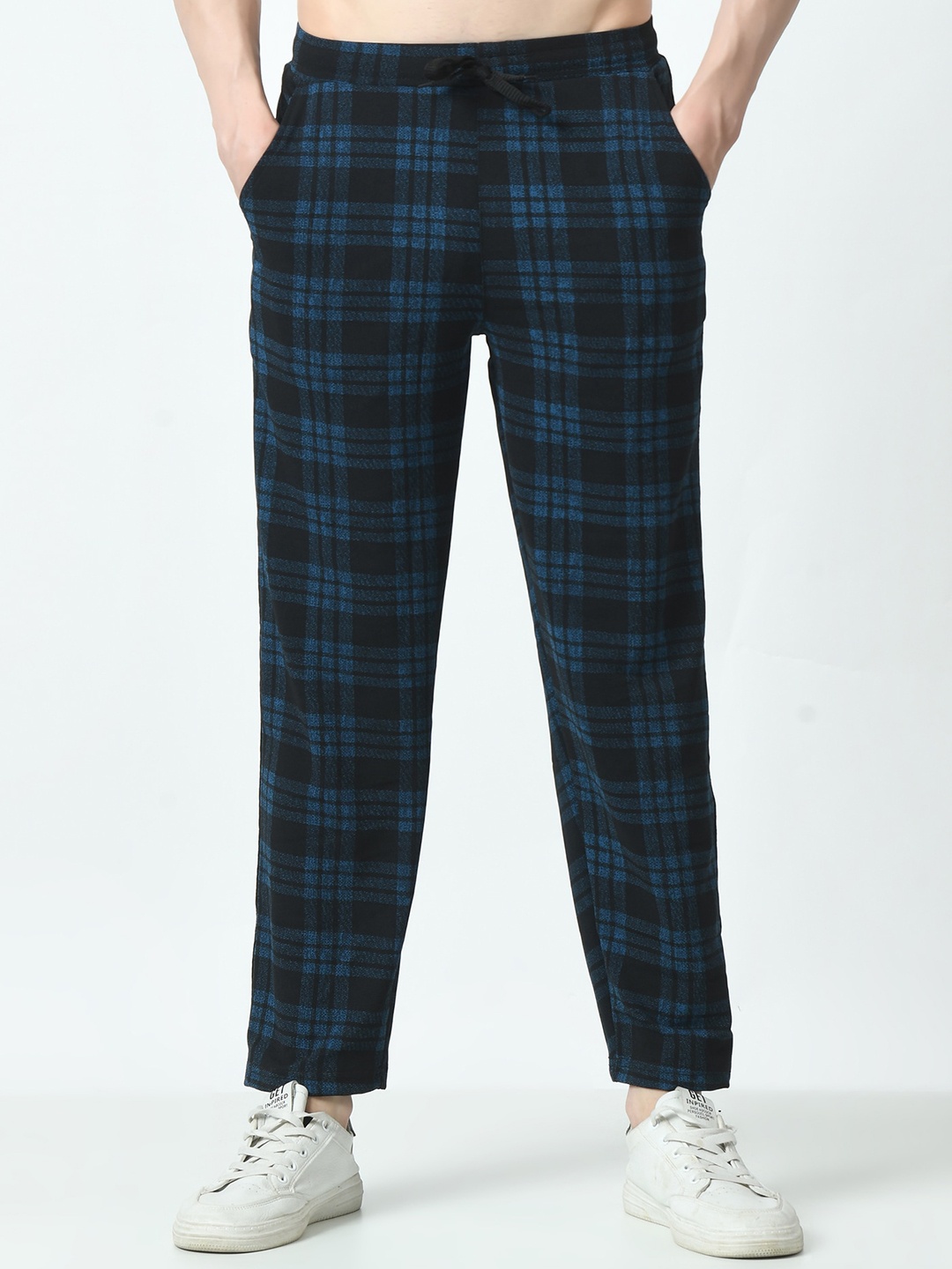 

BAESD Checked Dry-Fit Track Pants, Navy blue