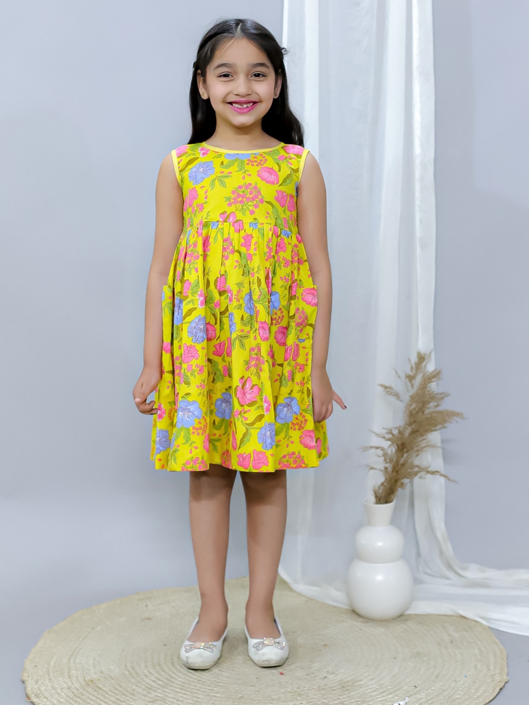 

Ka-mee Girls Floral Printed Fit & Flare Dress, Yellow