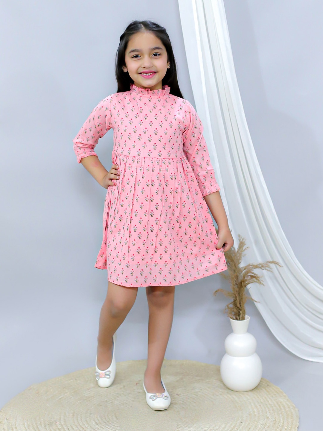 

Ka-mee Girls Polka Dot Printed Fit & Flare Dress, Pink