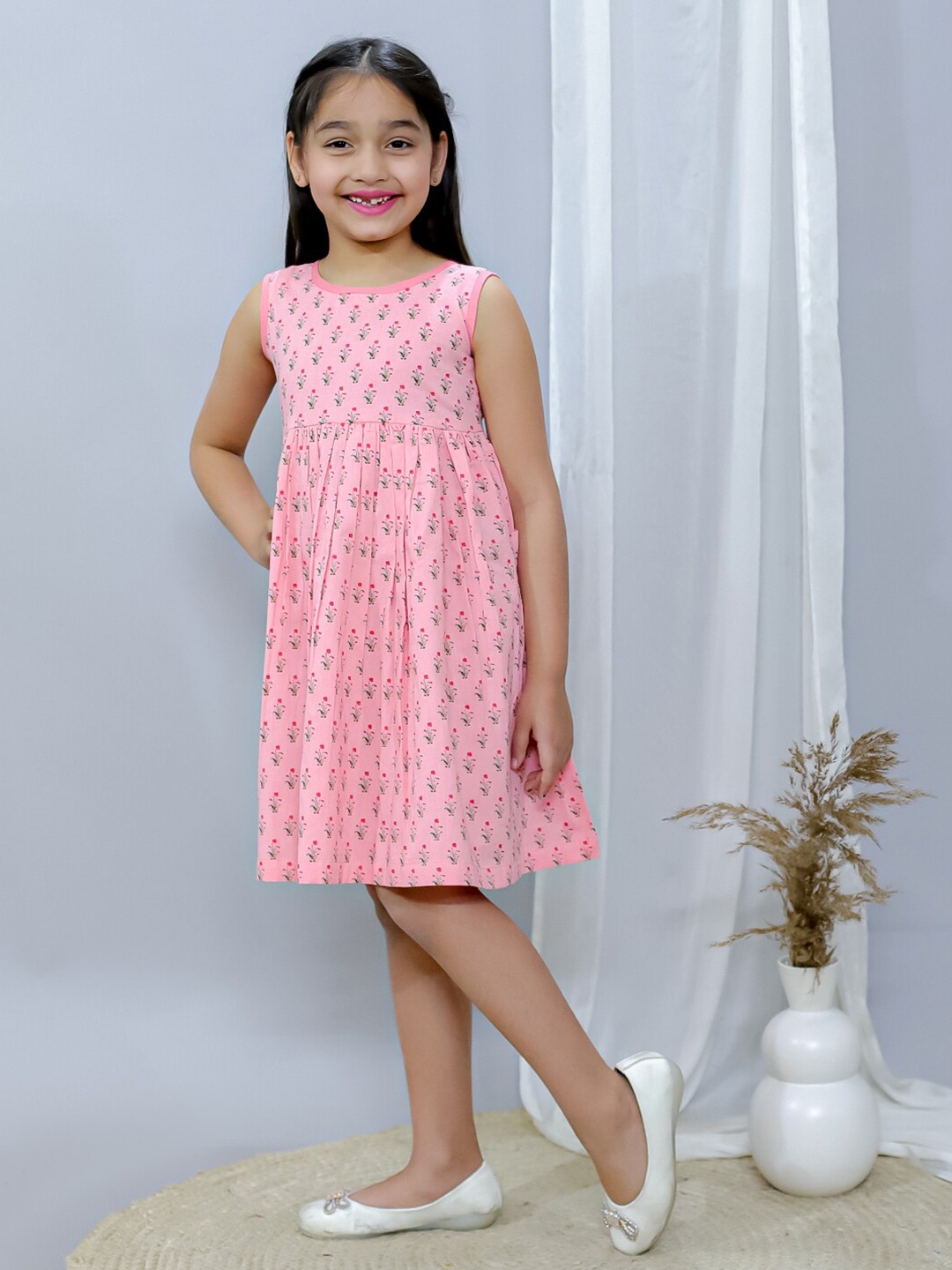 

Ka-mee Girls Floral Printed A-Line Dress, Pink