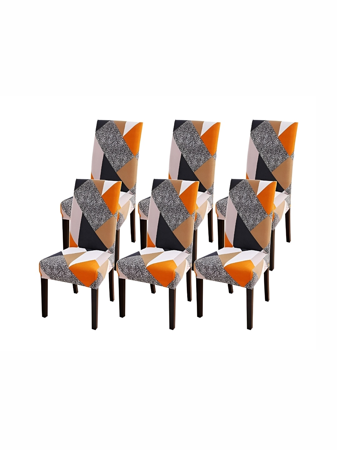 

B BESTILO 6-Pcs Grey Stretchable Chair Cover, Orange