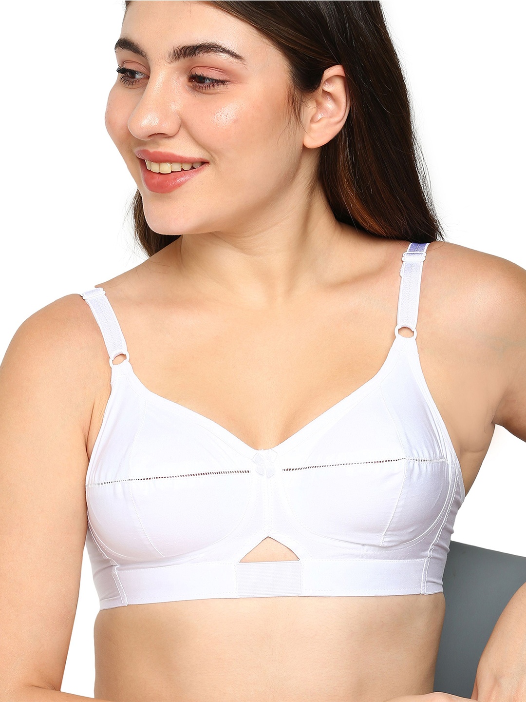 

BLOSSOM Full Coverage Non Padded High Support Pure Cotton Everyday Bra - Anti Bacterial, White