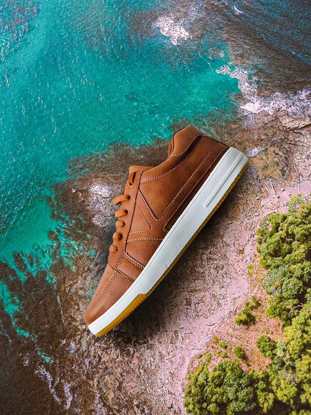

KazarMax Men Tan Casual Arch Support PU Sneakers