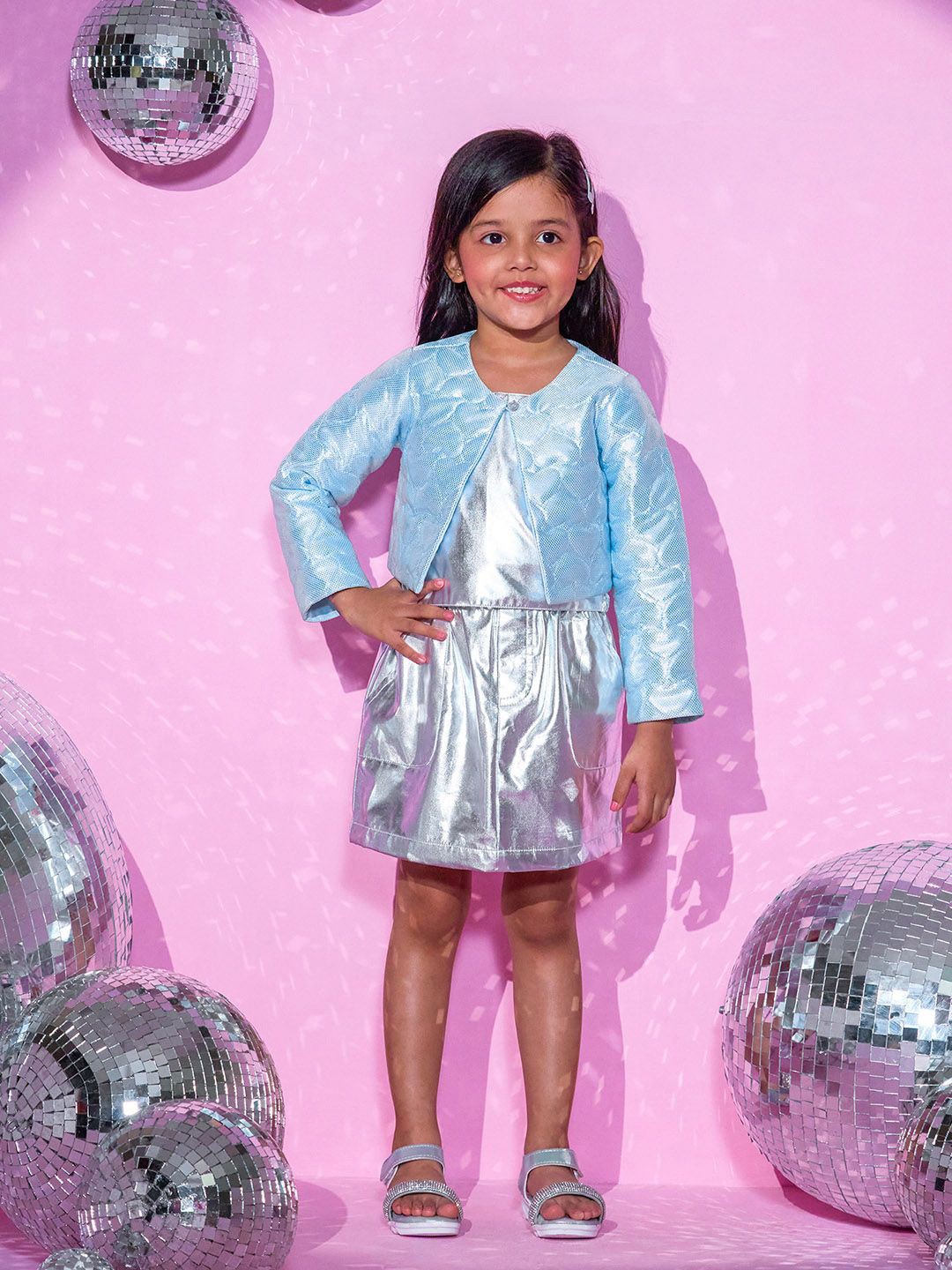 

LIL DRAMA Girls Barbie Round Neck Top with Skirt, Blue