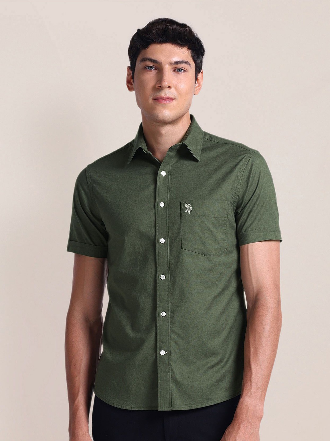 

U.S. Polo Assn. Tailored Fit Opaque Cotton Casual Shirt, Green