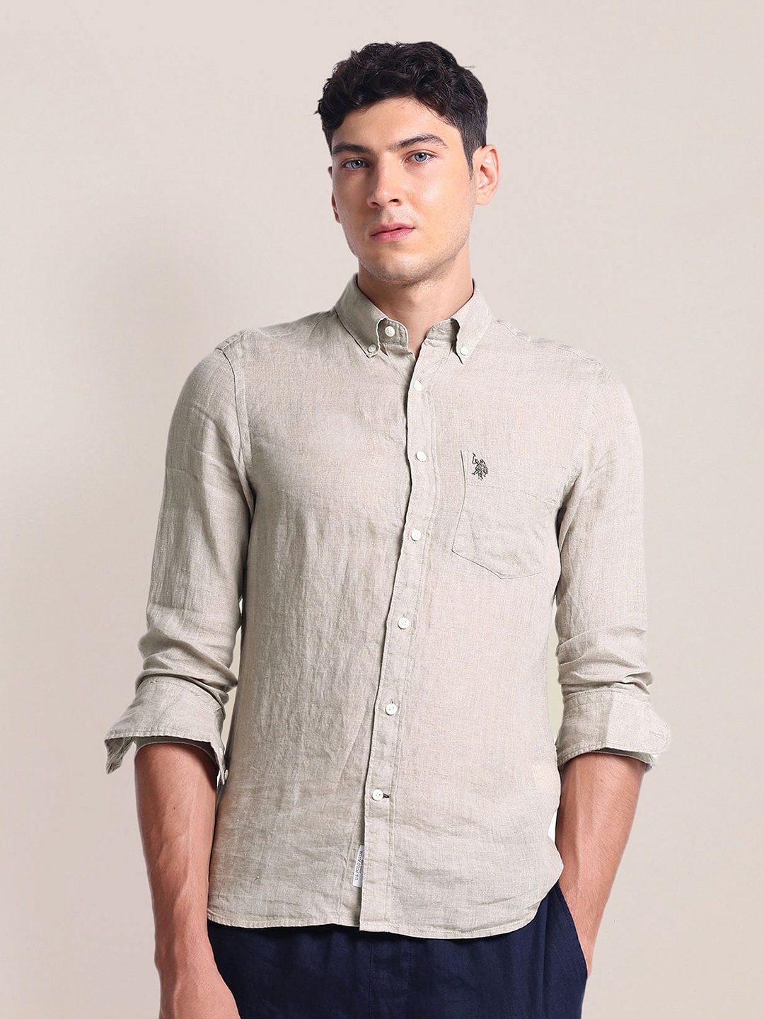 

U.S. Polo Assn. Button-Down Collar Opaque Casual Shirt, Beige