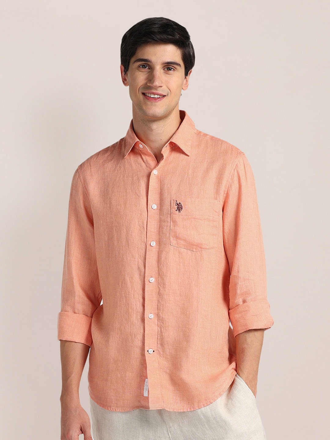 

U.S. Polo Assn. Tailored Fit Opaque Casual Shirt, Orange