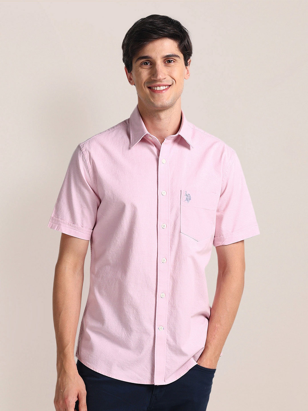 

U.S. Polo Assn. Opaque Cotton Casual Shirt, Pink