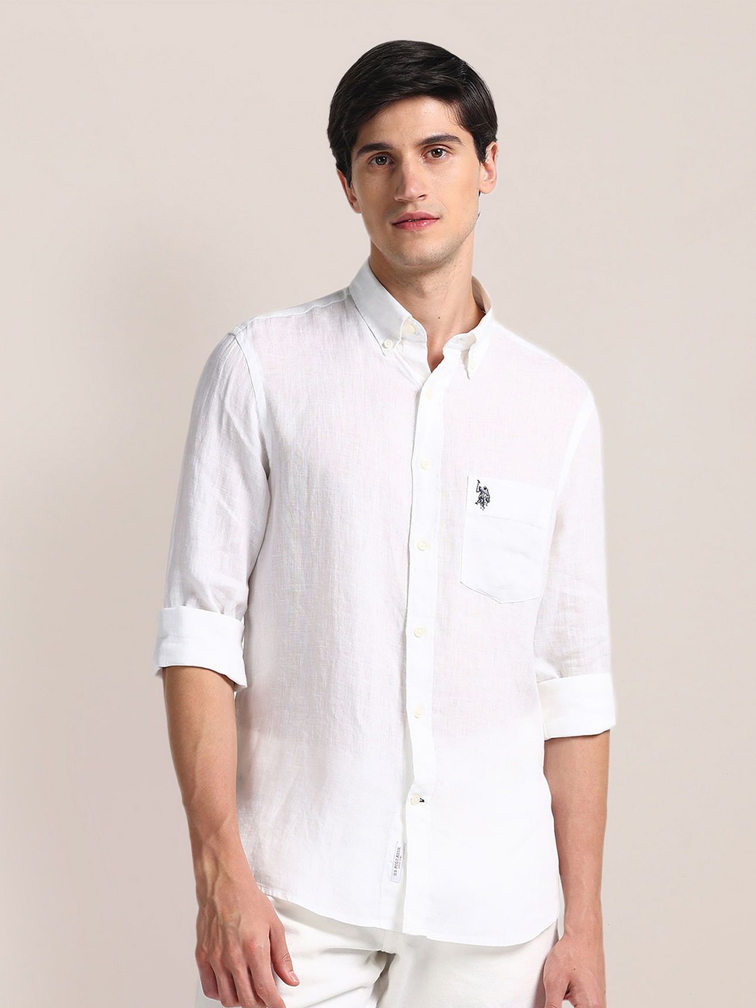 

U.S. Polo Assn. Tailored Fit Opaque Button-Down Collar Casual Shirt, White