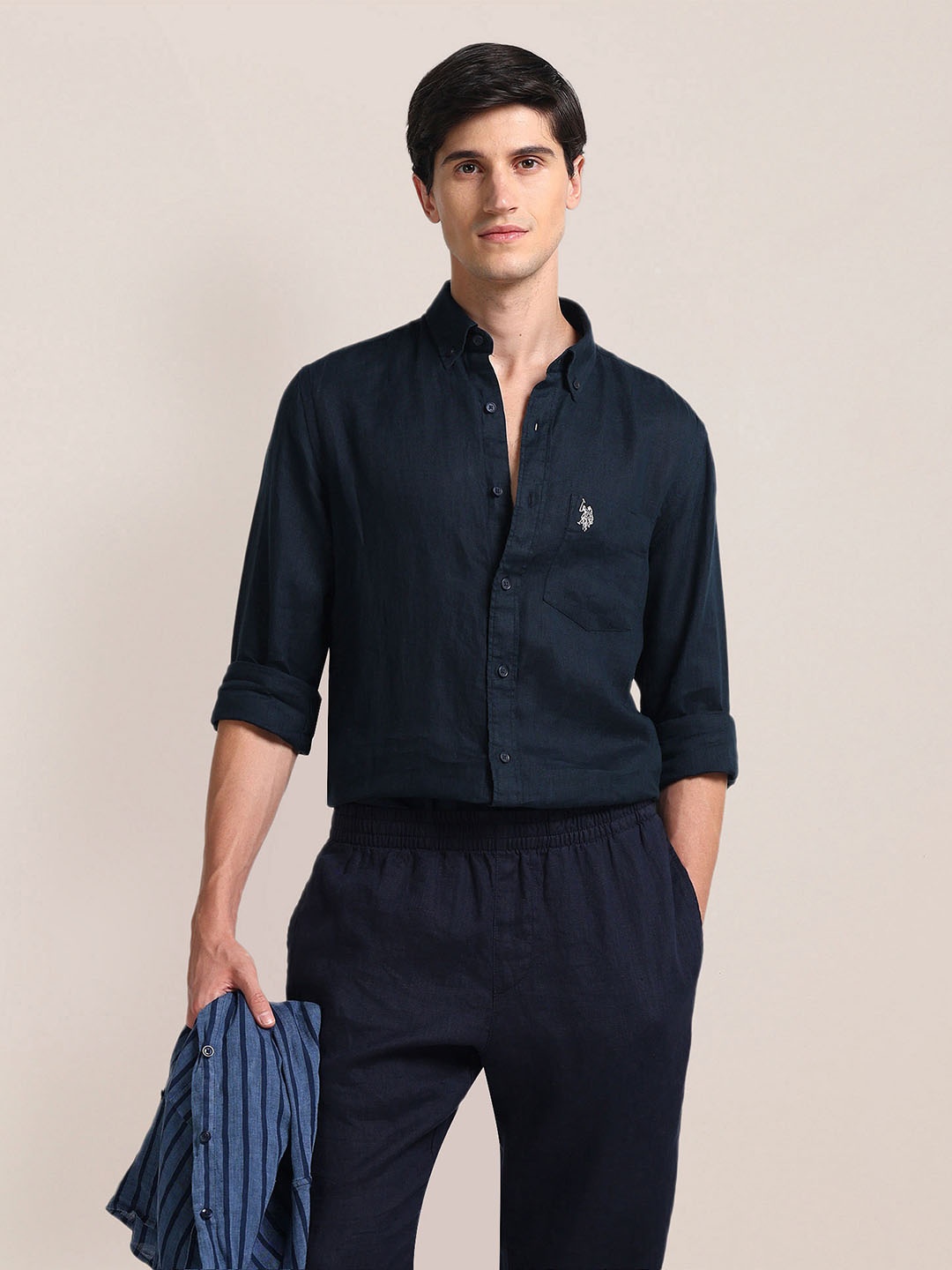 

U.S. Polo Assn. Spread Collar Opaque Casual Shirt, Blue