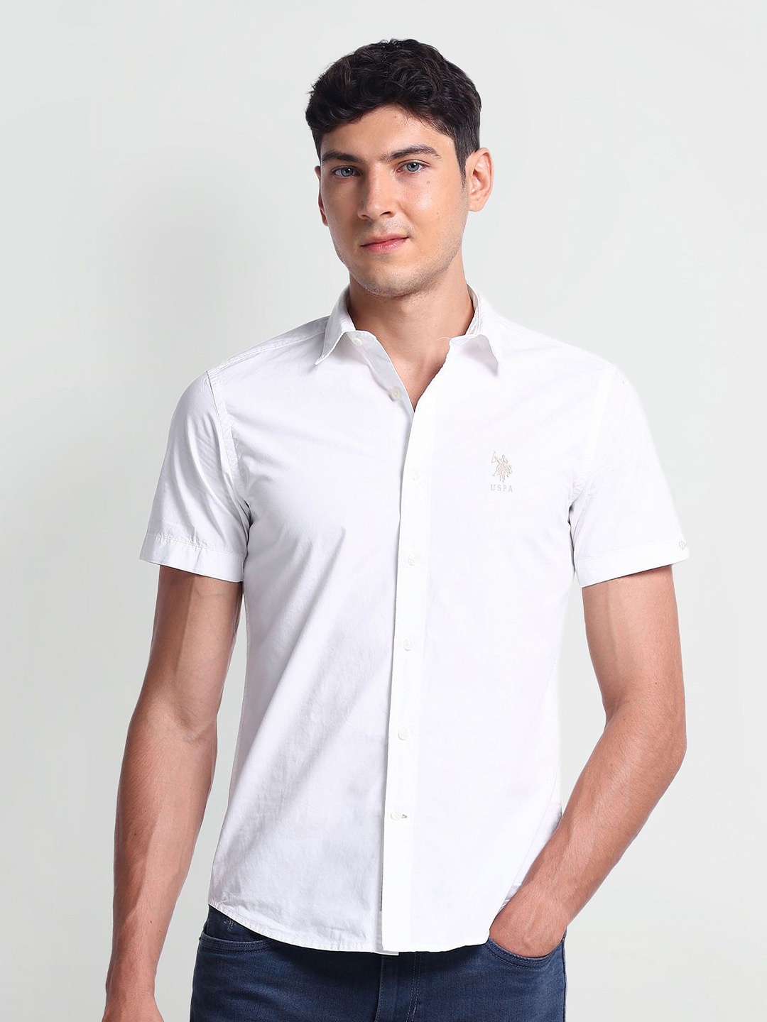 

U.S. Polo Assn. Denim Co. Spread Collar Slim Fit Casual Shirt, White