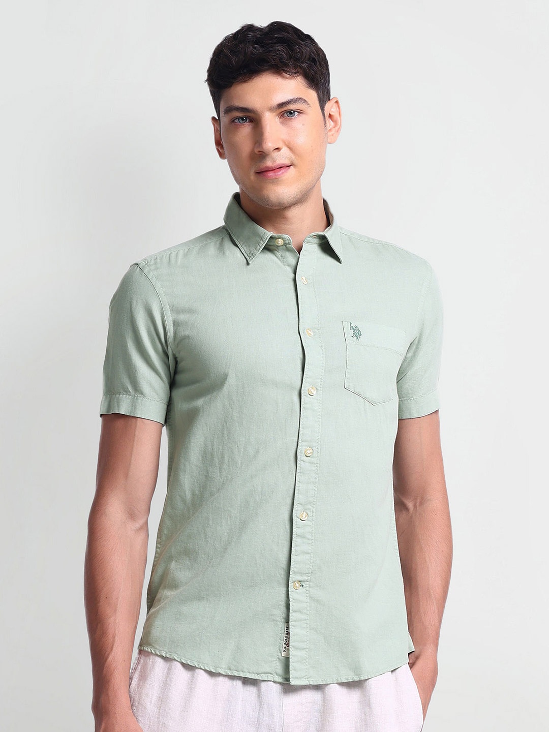 

U.S. Polo Assn. Denim Co. Spread Collar Slim Fit Casual Shirt, Green