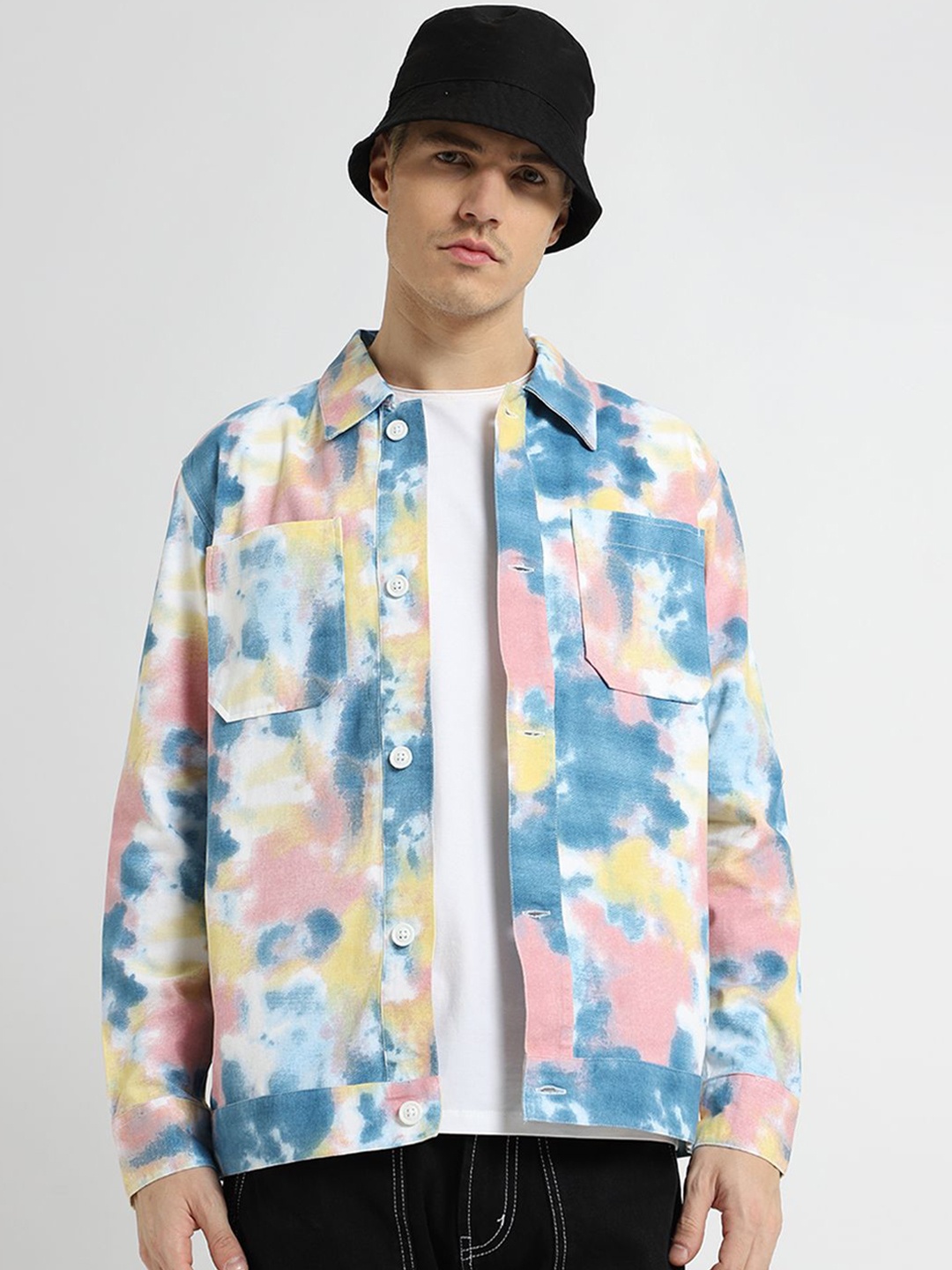 

Banana Club Men Tie and Dye Printed Tailored Jacket, White