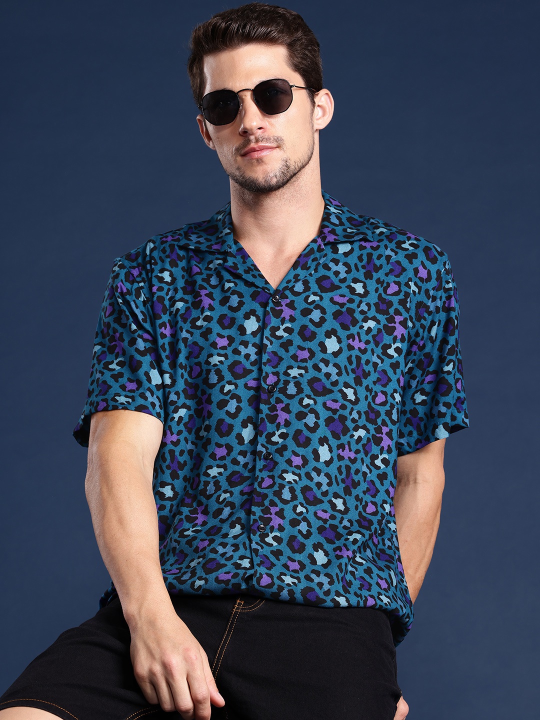 

Hancock Animal Printed Casual Shirt, Blue