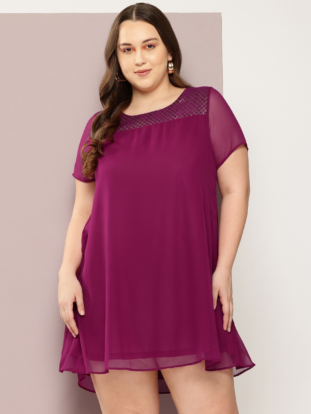 

Qurvii+ Georgette A-Line Mini Dress, Purple