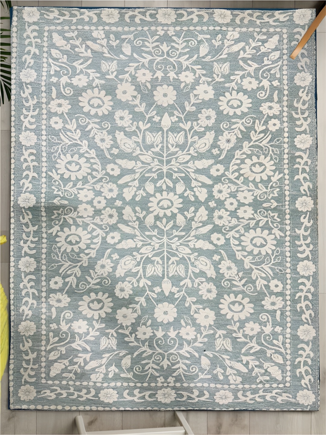 

URBAN SPACE Grey Ethnic Motifs Printed Anti-Skid Carpet