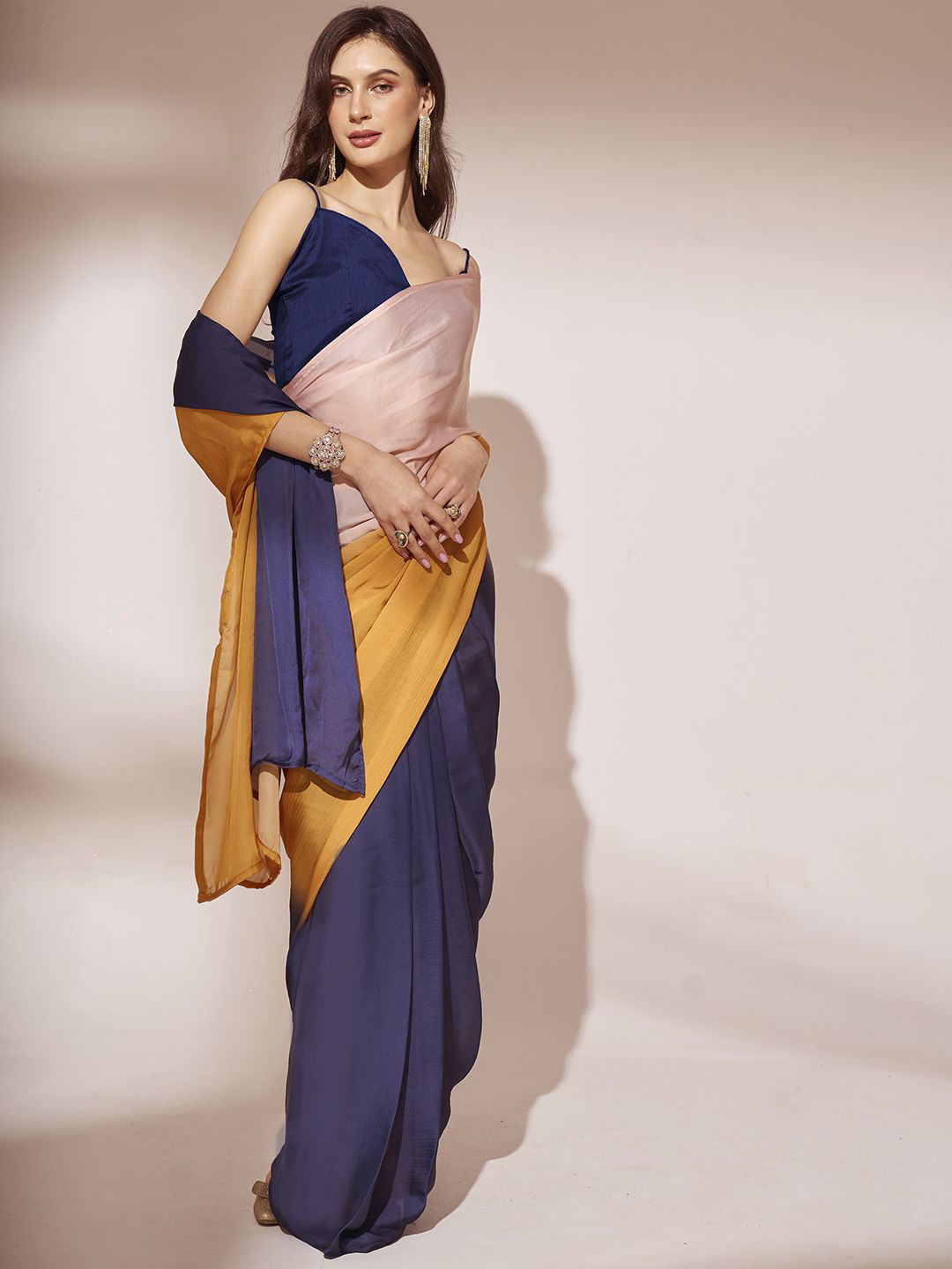 

Mitera Ombre Satin Ready to Wear Saree, Blue