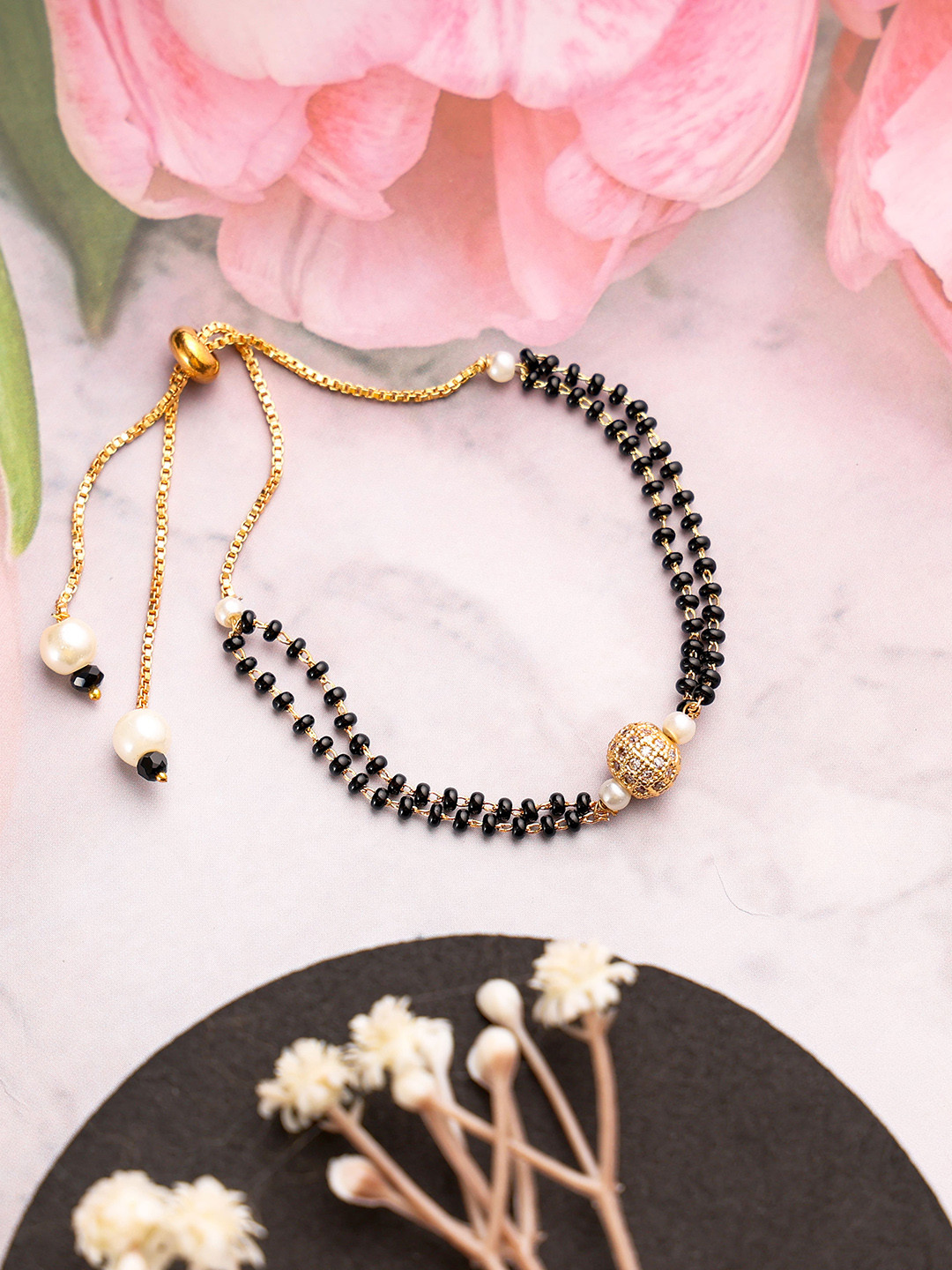 

Mali Fionna Women Gold-Plated Wraparound Mangalsutra Bracelet