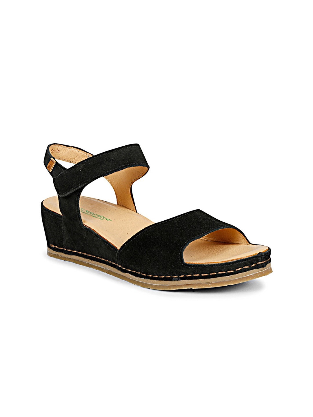 

El Naturalista Women Leather Wedge Heels Sandals, Black