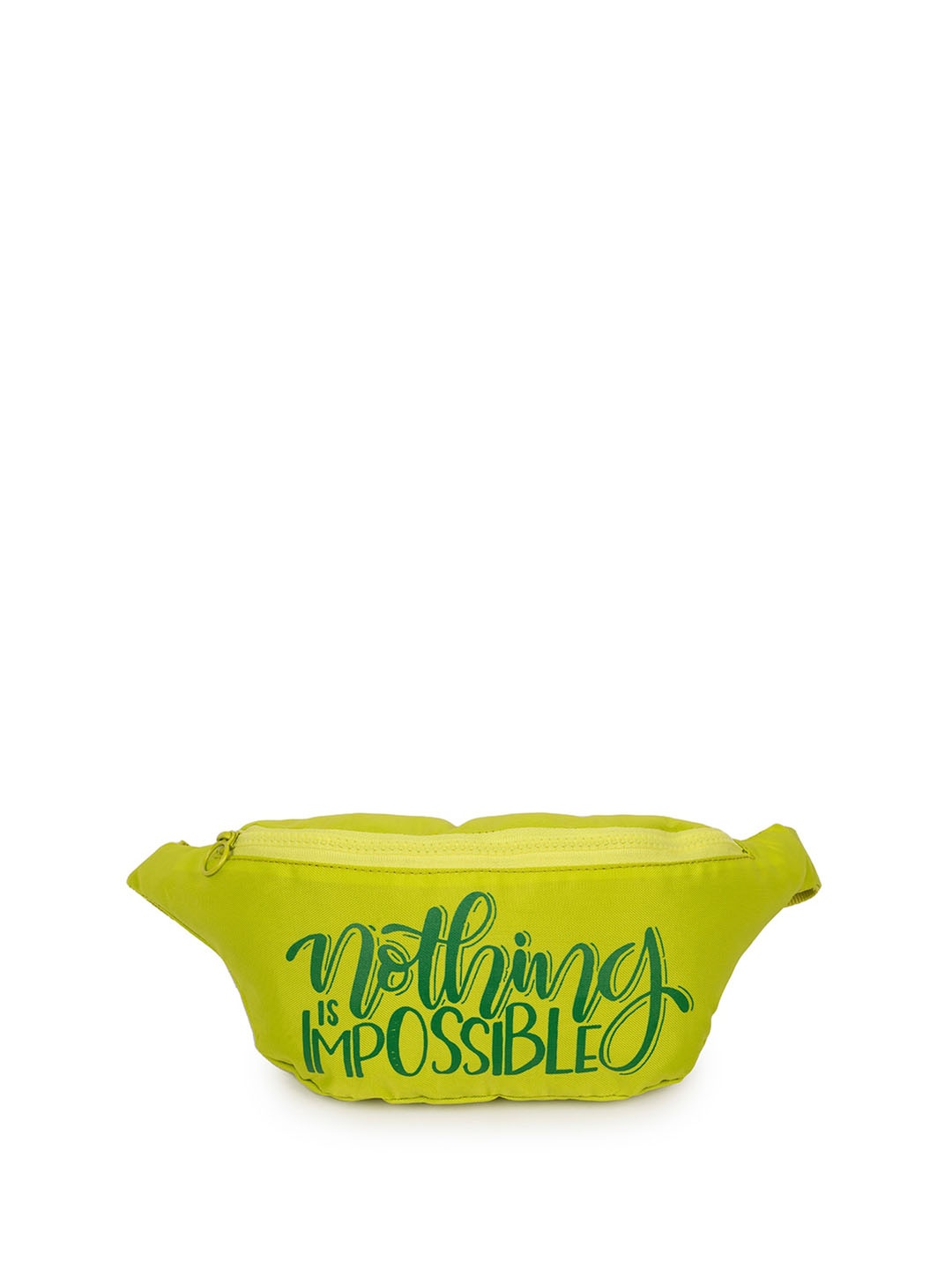 

QIPS Typography Printed Waist Pouch, Lime green