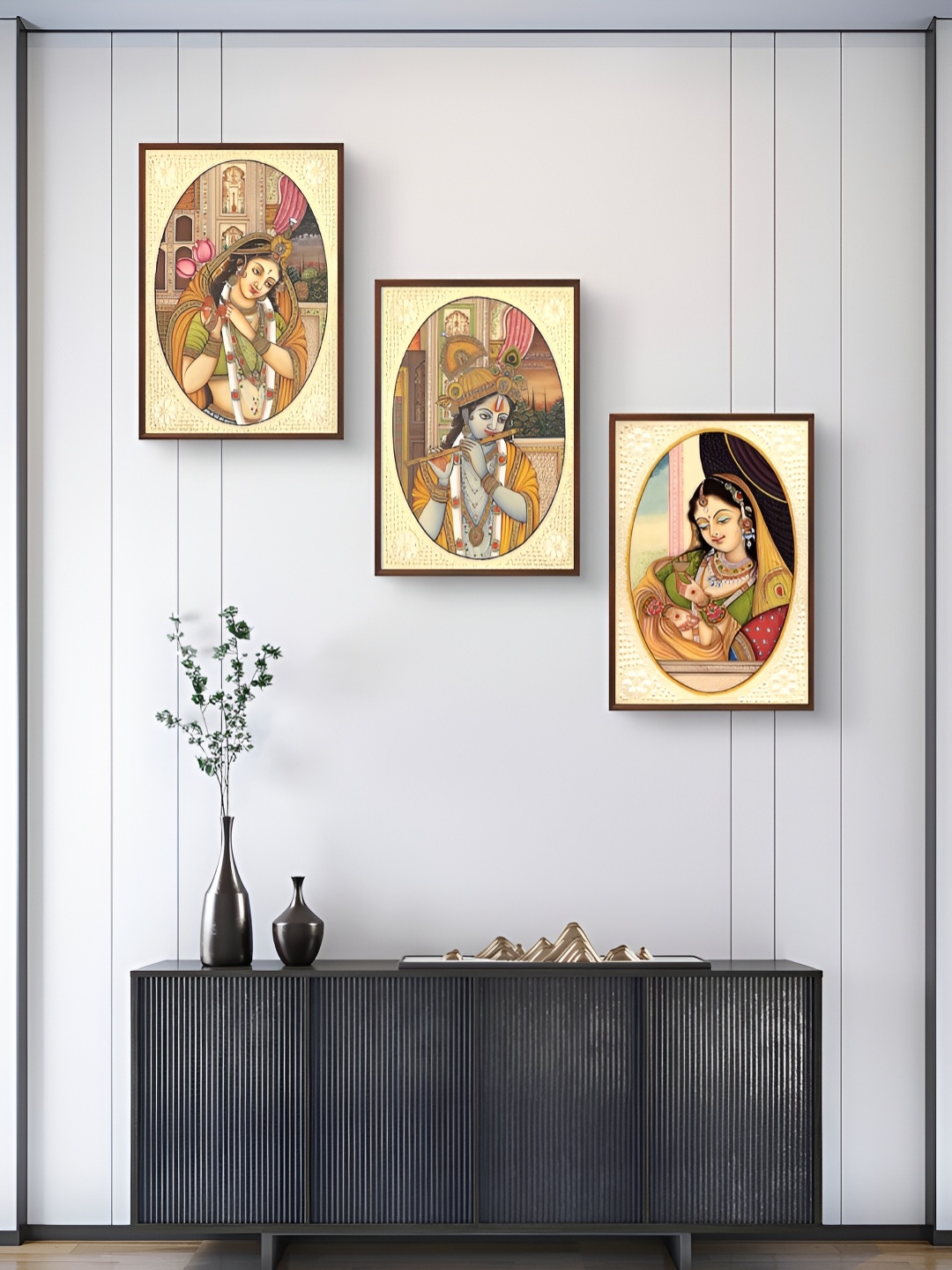 

999Store Brown 3Pcs Religious Wall Paintings