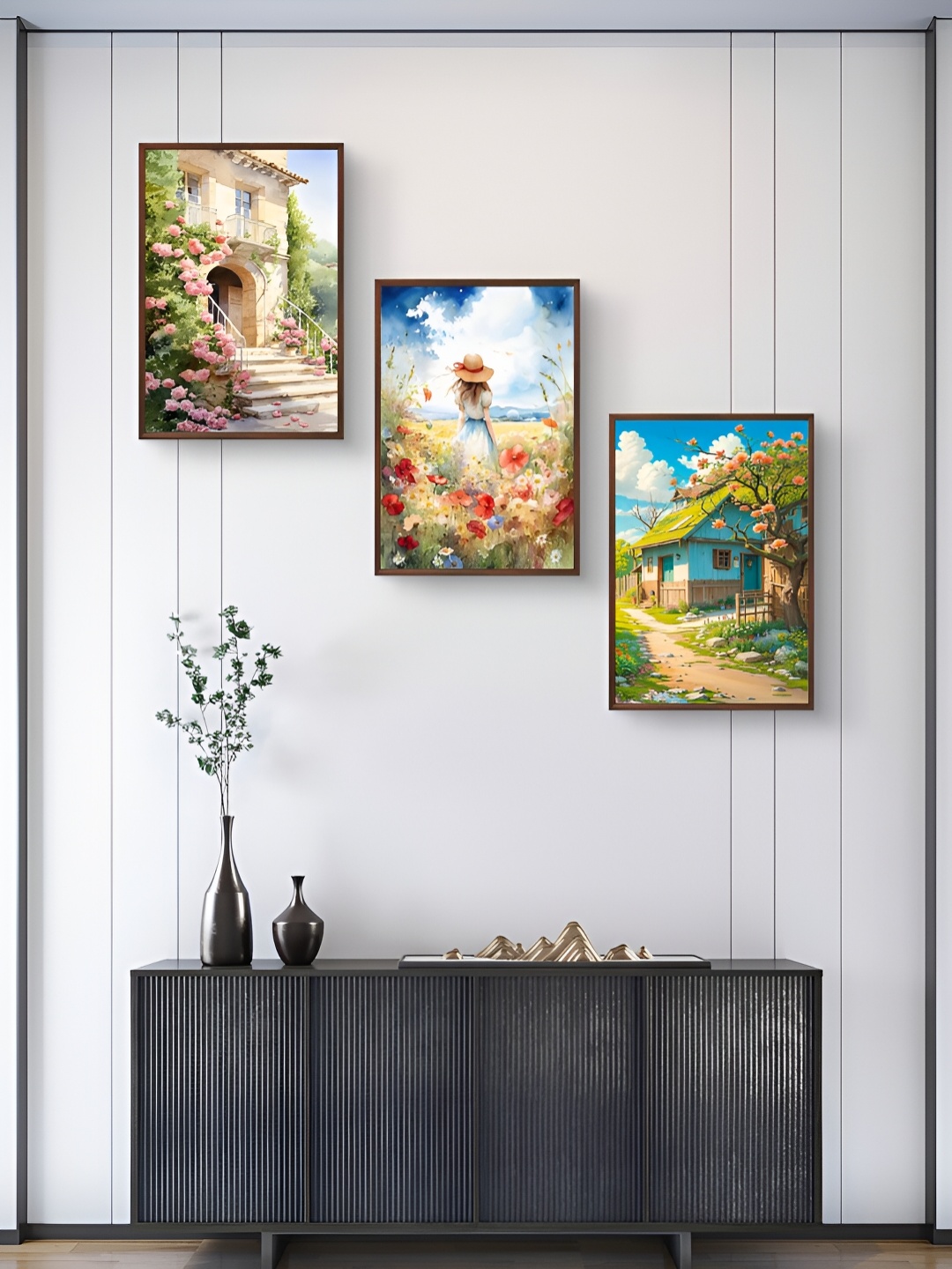 

999Store Blue & Green 3Pcs Other Wall Paintings