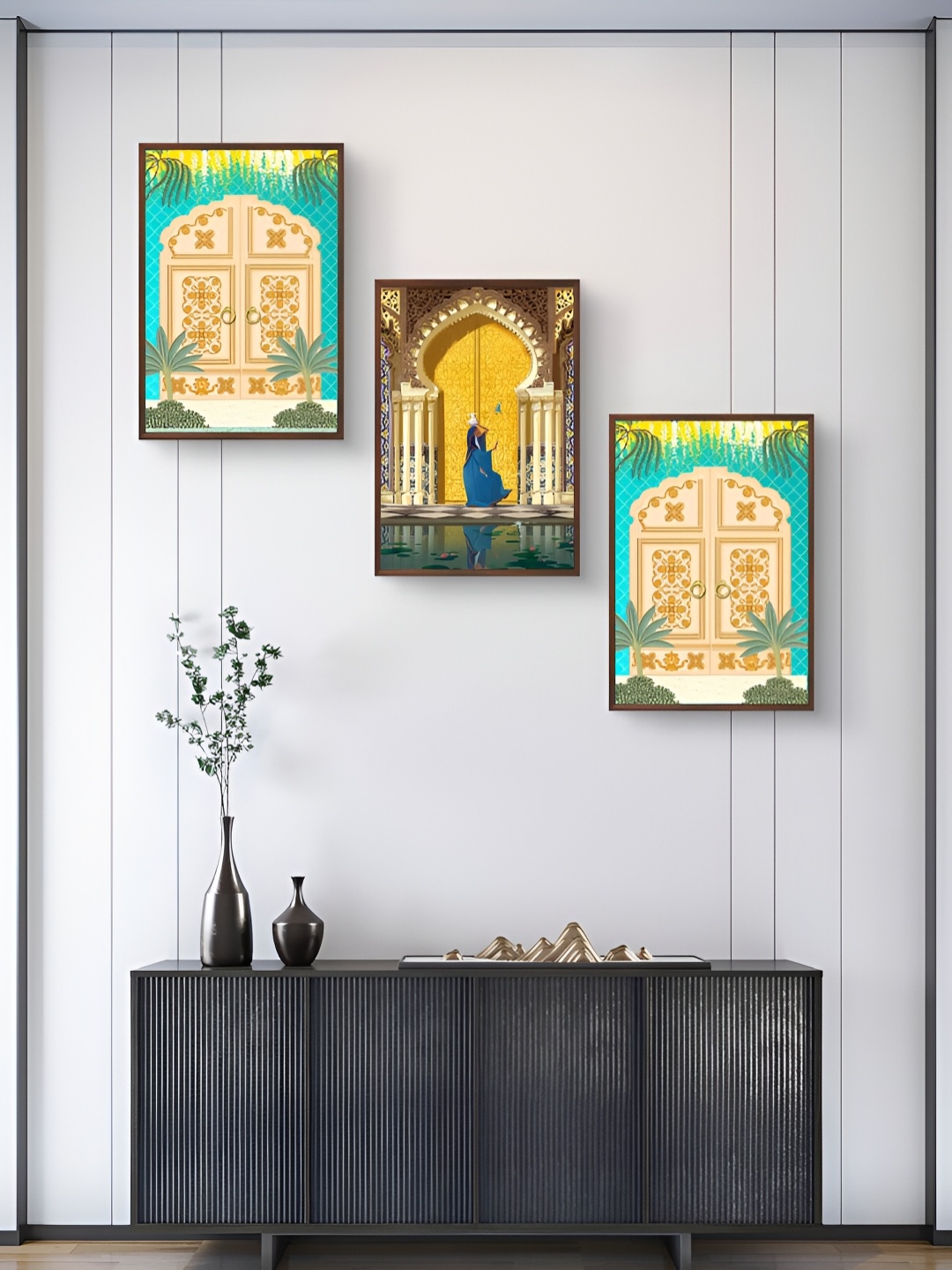 

999Store Yellow & Green 3 Pieces Painting Wall Arts