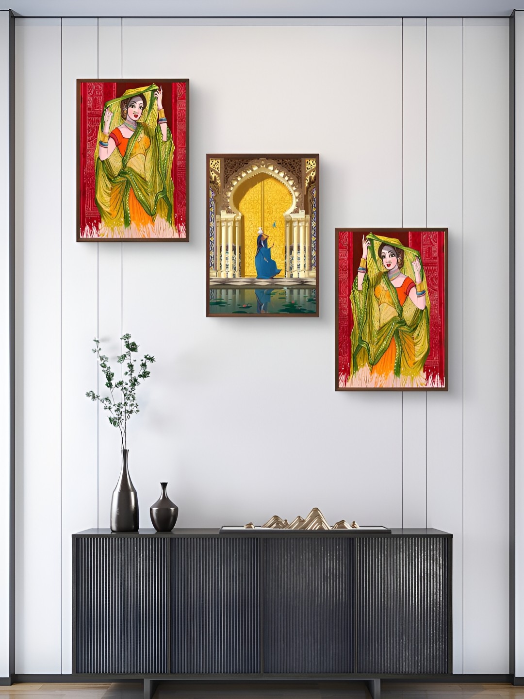 

999Store Red & Green 3 Pieces Painting Wall Arts