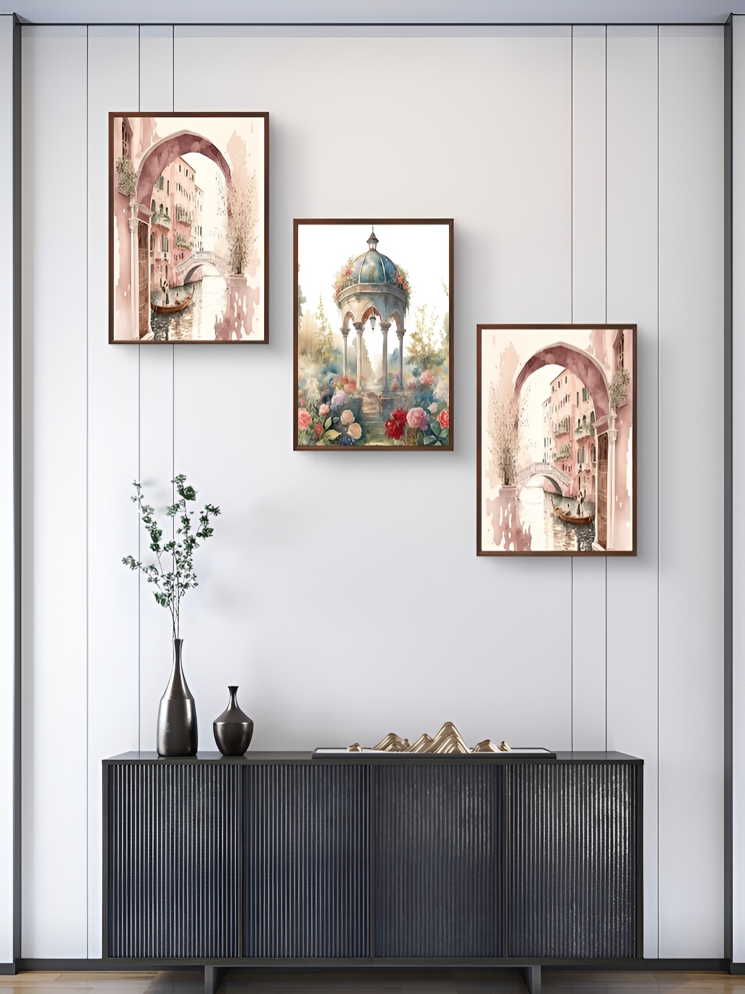 

999Store Brown & White 3 Pieces Wall Arts