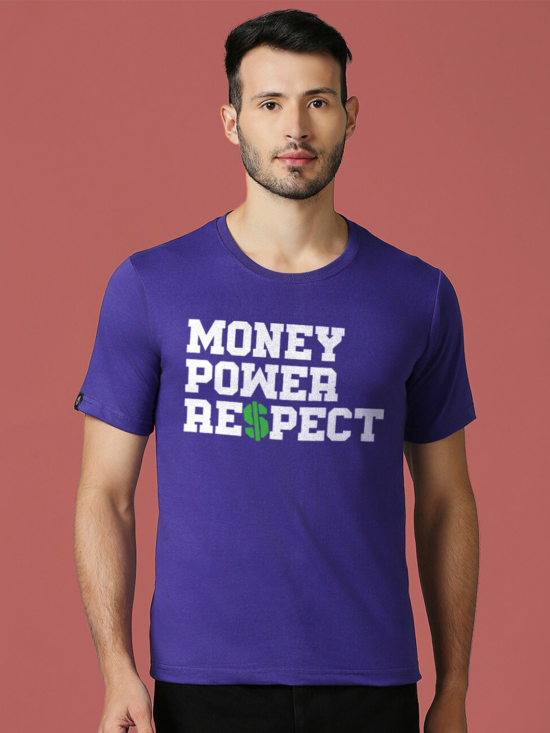 

MOD ECRU Typography Printed Cotton T-shirt, Purple