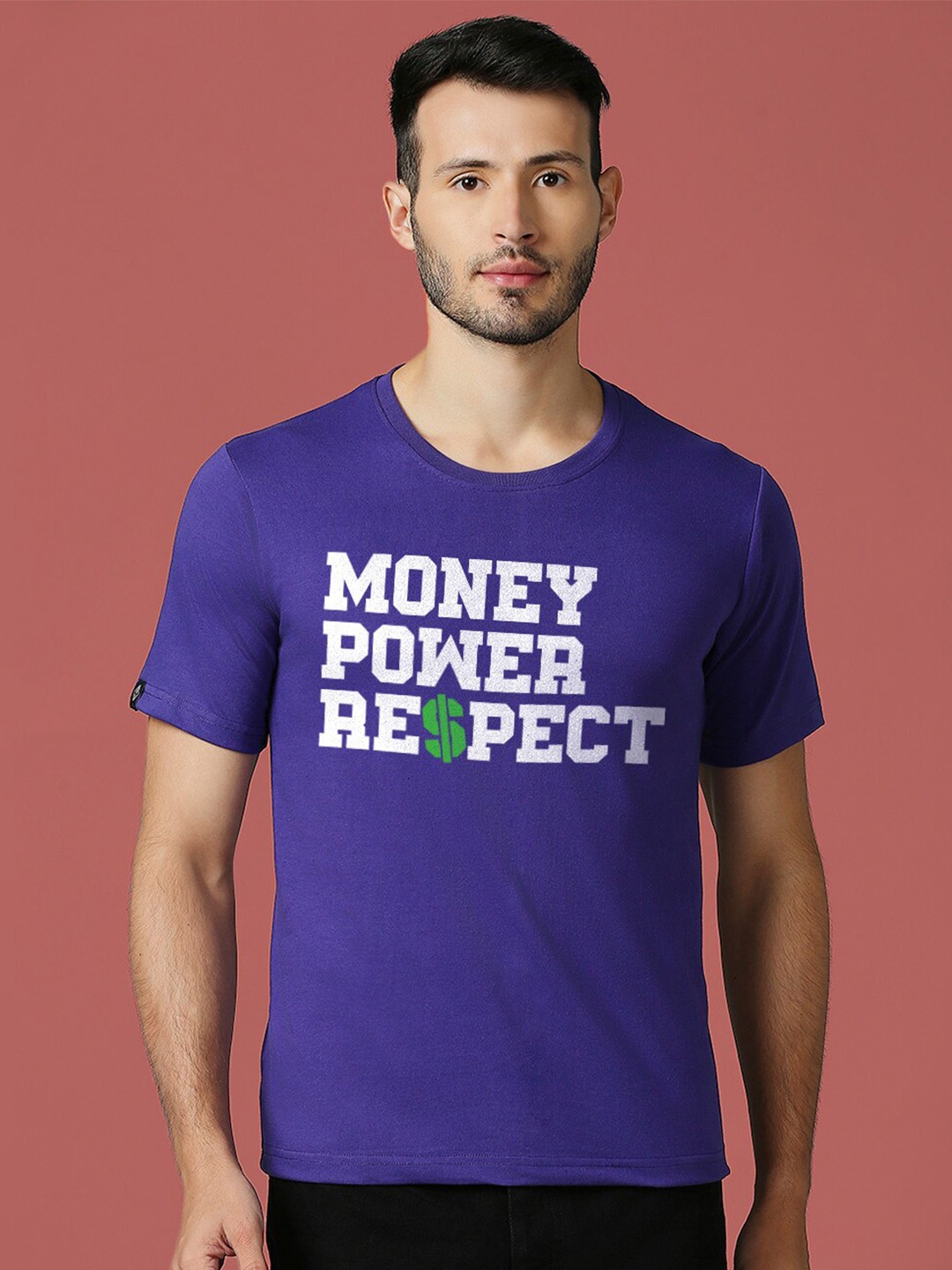

MOD ECRU Typography Printed Cotton T-shirt, Purple
