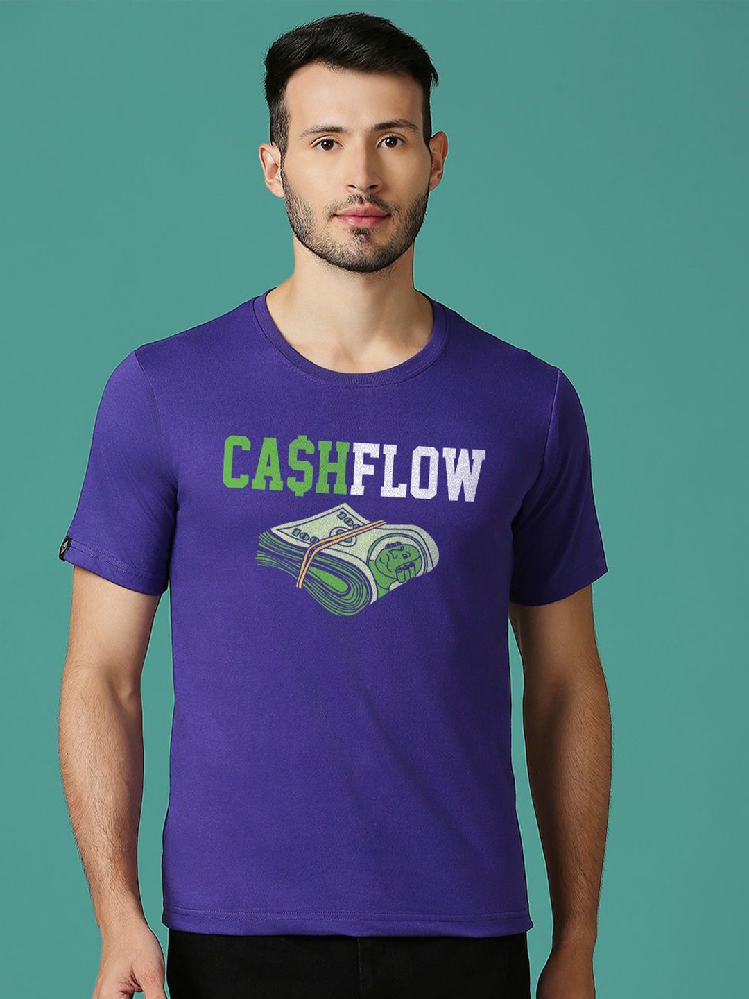 

MOD ECRU Unisex Round Neck Printed Cotton T-shirt, Purple